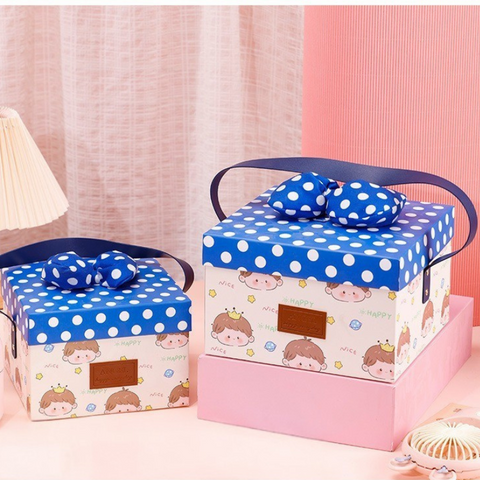 Creative Cartoon Baby Party Gift Box with Bow & Handle