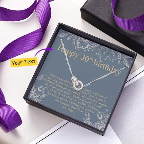 Double Ring Necklace with Personalized Message Card