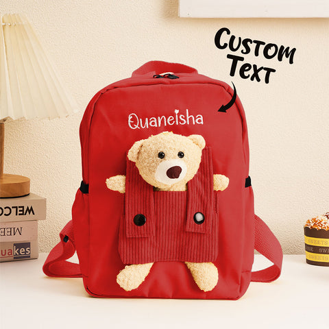 Personalized Kids School Backpack with Embroidered Name and Cute Bear