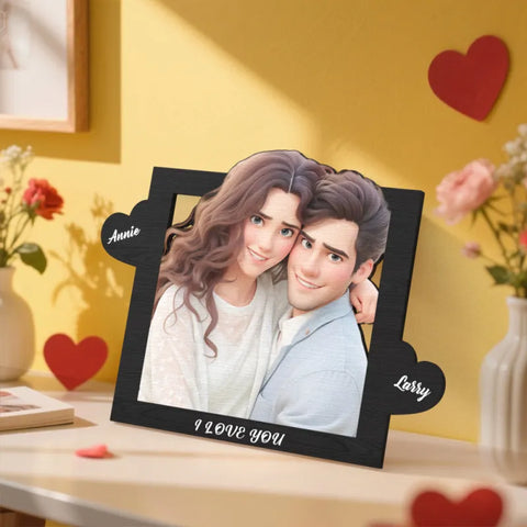 Personalized Cartoon Style Heart-Shaped Name Photo Frame