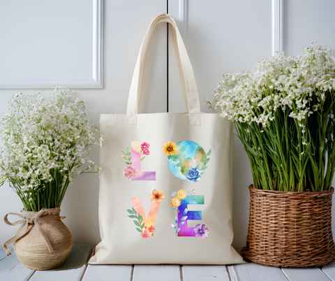 Floral Love Eco-Friendly Canvas Tote Bag