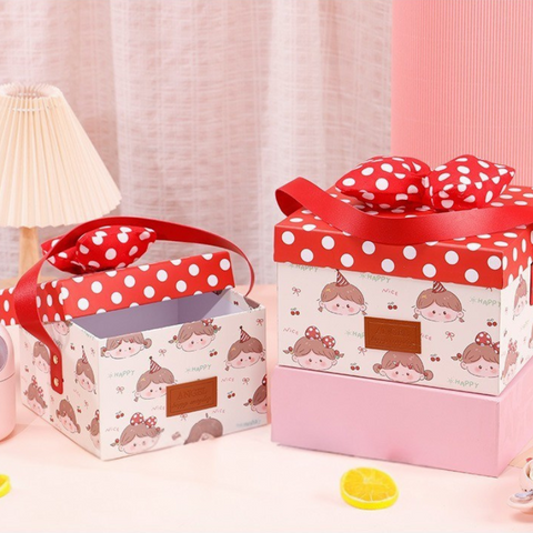 Creative Cartoon Baby Party Gift Box with Bow & Handle