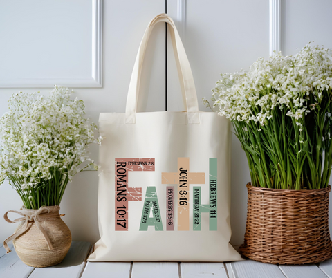 Faith Bible Verse Inspirational Canvas Tote Bag