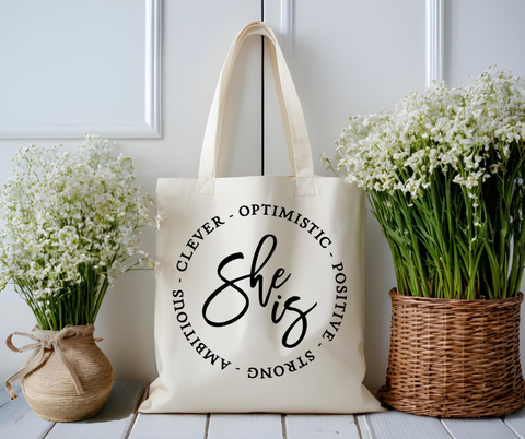 She Is Positive Canvas Tote Bag