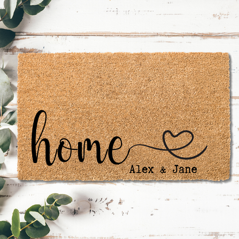 Home Sweet Home Personalized Family Name Coir Doormat