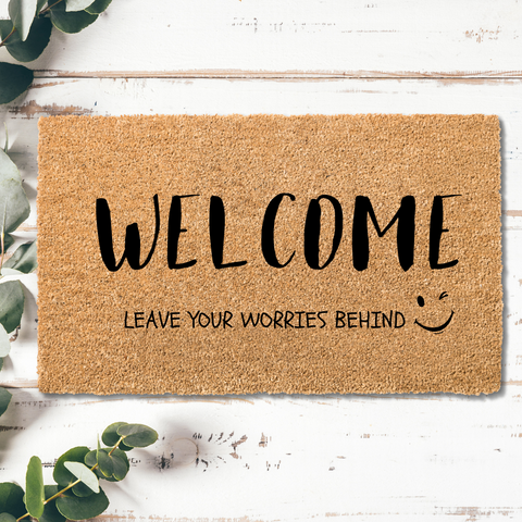 Leave Your Worries Behind Coir Welcome Mat