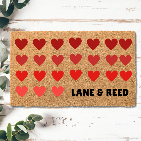 Hearts Beat as One Custom Couple Names Coir Doormat