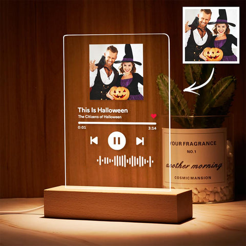 Custom Photo & Song Code Acrylic Night Light Personalized Music Plaque