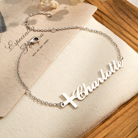 Personalized Faith Bracelet with Cross and Name