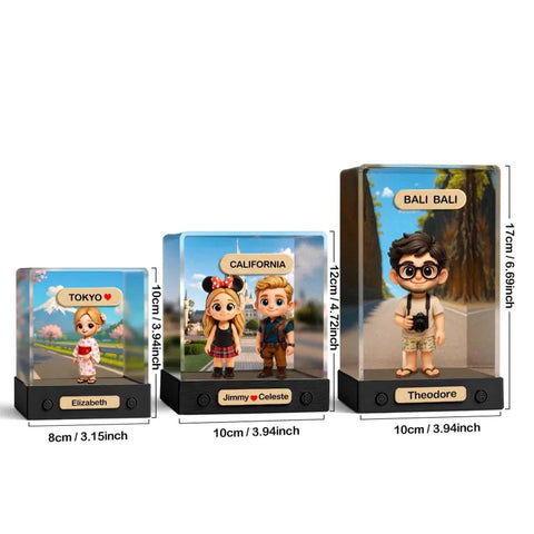 Custom 3D Mini Figure from Photo with Personalized Background & Acrylic Display Box