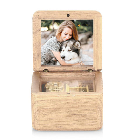 Vintage-Style Wooden Music Box with Personalized Photo Insert