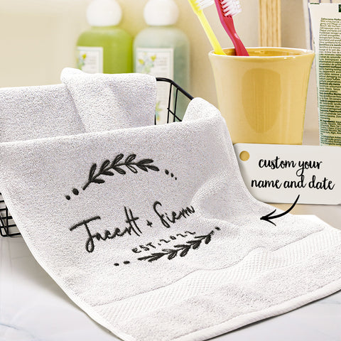 Personalized Couple’s Anniversary Towel with Custom Embroidered Name & Date
