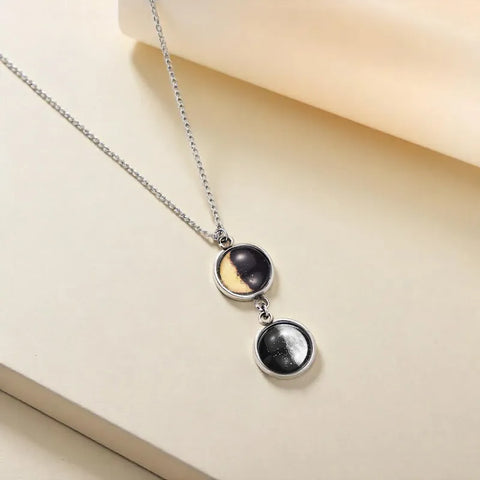 Elegant Custom Double Moon Phase Necklace