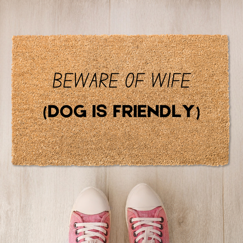 Dog’s a Jerk, But We’re Nice” Humorous Coir Welcome Rug