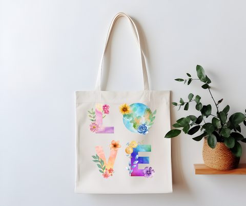 Floral Love Eco-Friendly Canvas Tote Bag