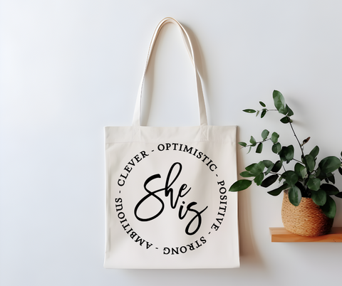 She Is Positive Canvas Tote Bag