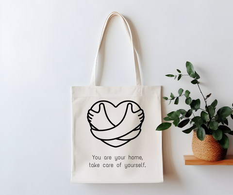 You Are Your Home Self-Care Healing Canvas Tote Bag