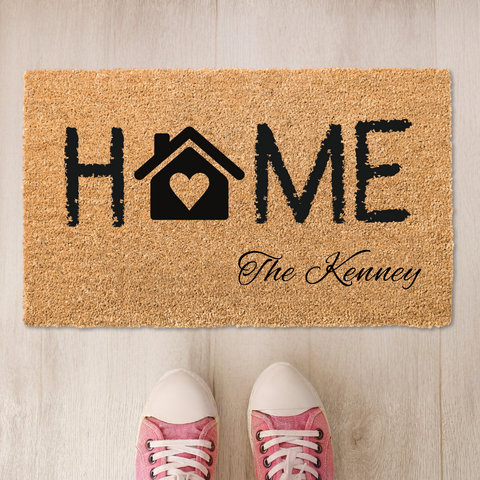 Home Sweet Home Personalized Family Name Coir Doormat