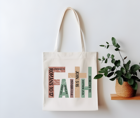 Faith Bible Verse Inspirational Canvas Tote Bag