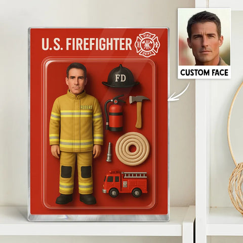 3D Effect Firefighter Custom Action Figure Toy Box Acrylic Block