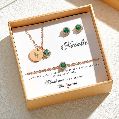 Personalized Earrings Bracelet Necklace Jewelry Set