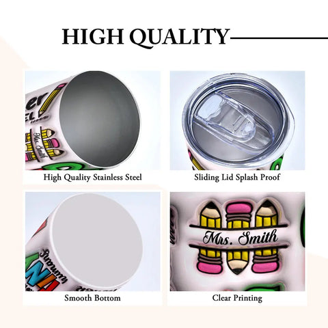 Custom 3D Inflated Apple Tumbler with Rainbow Design Back to School Gift