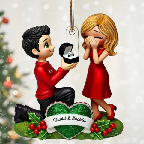 3D Effect Marriage Proposal Custom "She Said Yes!" Acrylic Ornament