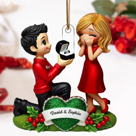3D Effect Marriage Proposal Custom "She Said Yes!" Acrylic Ornament