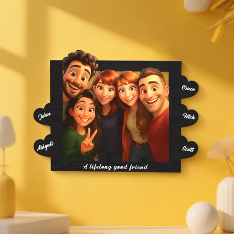 Personalized Cartoon Style Heart-Shaped Name Photo Frame