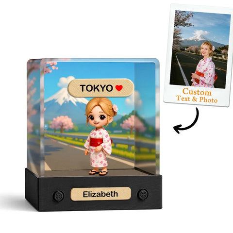 Custom 3D Mini Figure from Photo with Personalized Background & Acrylic Display Box