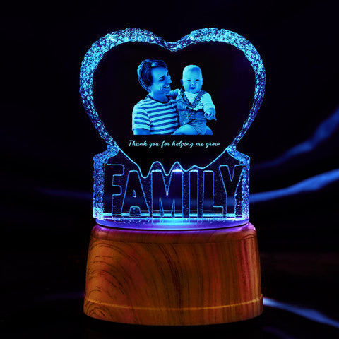 Personalized Heart-Shaped 3D Crystal with Custom Photo and Text Engraved