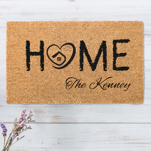 Home Sweet Home Personalized Family Name Coir Doormat