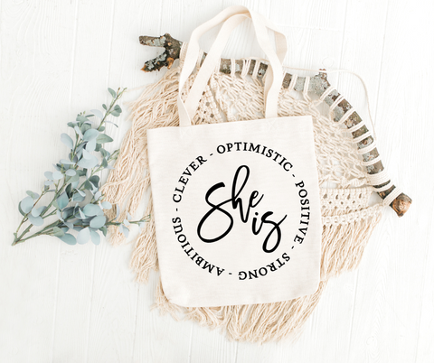 She Is Positive Canvas Tote Bag