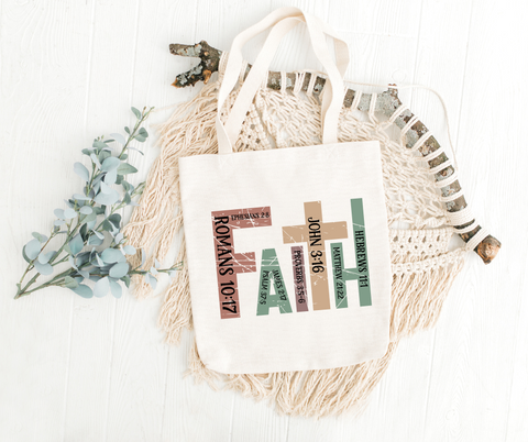Faith Bible Verse Inspirational Canvas Tote Bag
