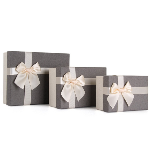 Elegant White & Grey Bow Gift Box – Minimalist Luxury Packaging