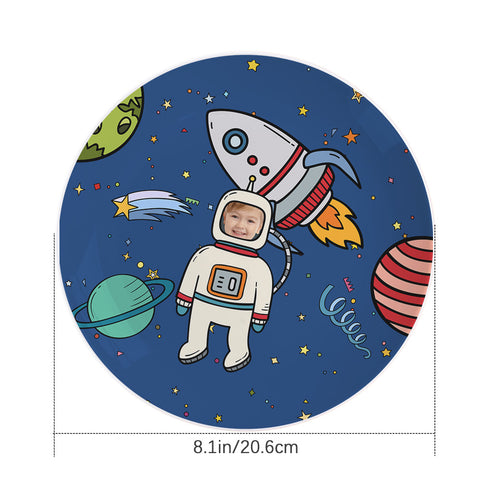 Personalized Astronaut Planet Plate with Custom Kid's Face Photo