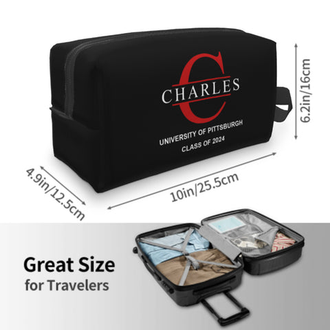 Custom Men's Travel Toiletry Bag with Personalized Initials and Text
