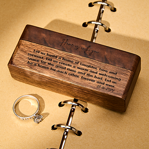 Custom Wood Ring Box with Engraved Vows Perfect Wedding Proposal Gift