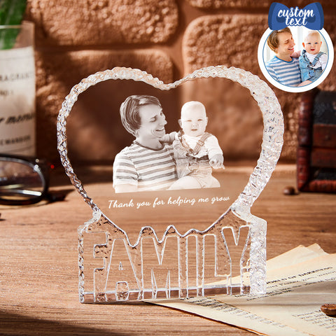 Personalized Heart-Shaped 3D Crystal with Custom Photo and Text Engraved