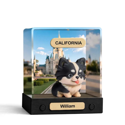 Custom 3D Mini Figure from Photo with Personalized Background & Acrylic Display Box