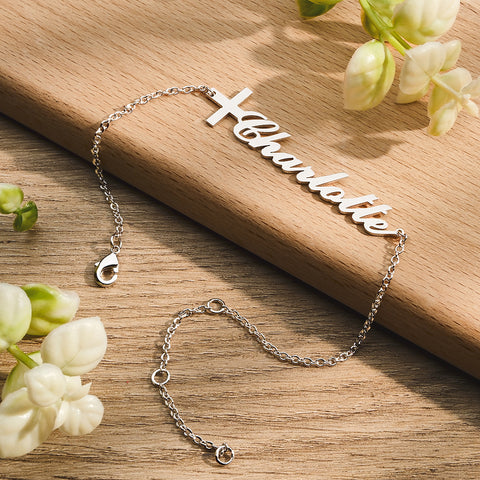 Personalized Faith Bracelet with Cross and Name