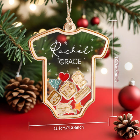 Personalized Baby’s First Christmas 4D Shaker Ornament Custom Newborn Keepsake Gift