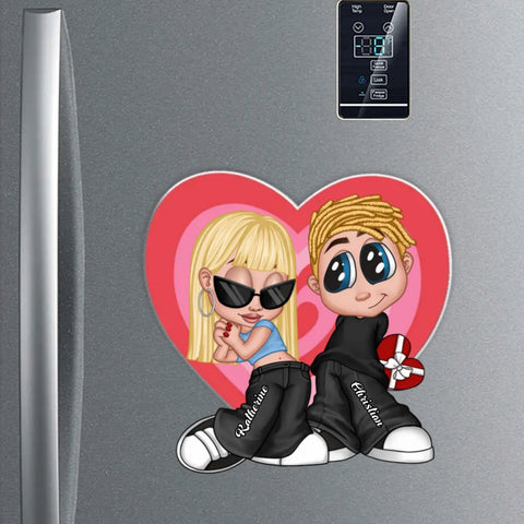 Y2K Couple Custom Heart Acrylic Fridge Magnet