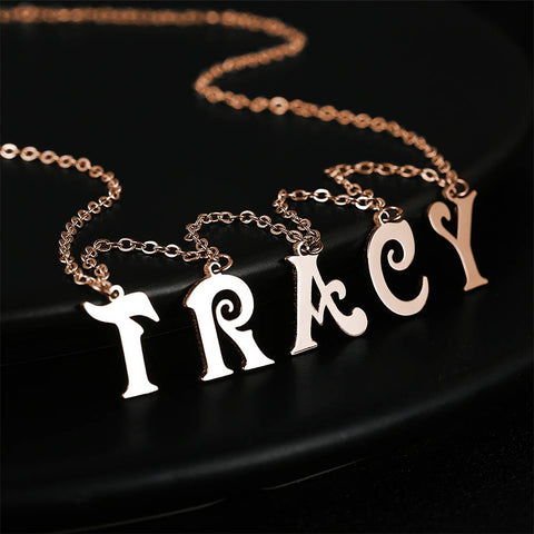 Personalized Letter Initials Silver Necklace