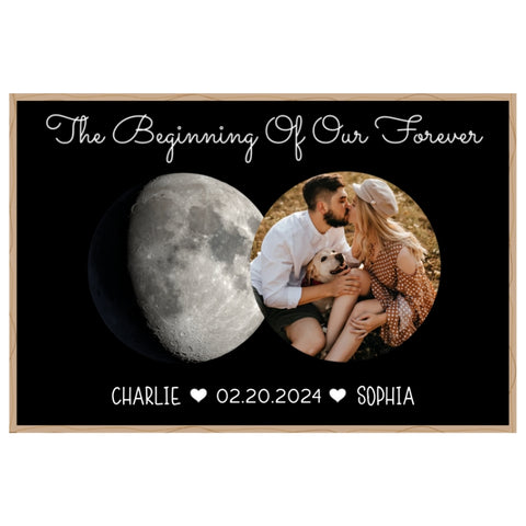 The Beginning Of Our Forever Custom Couple Photo Moon Phases Canvas/Framed Poster/Poster