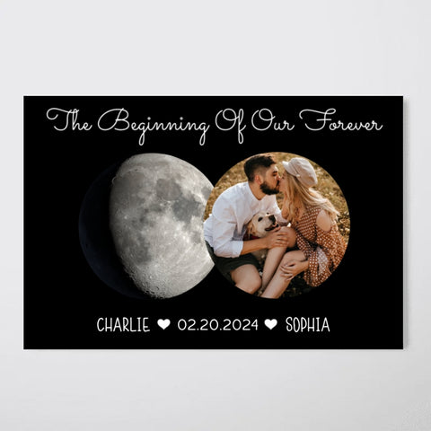 The Beginning Of Our Forever Custom Couple Photo Moon Phases Canvas/Framed Poster/Poster
