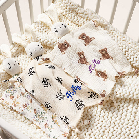 Custom Baby Blanket Doll with Bib Embroidered Name