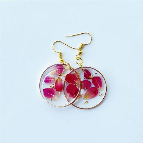 Timeless Rose Petal Resin Drop Earrings