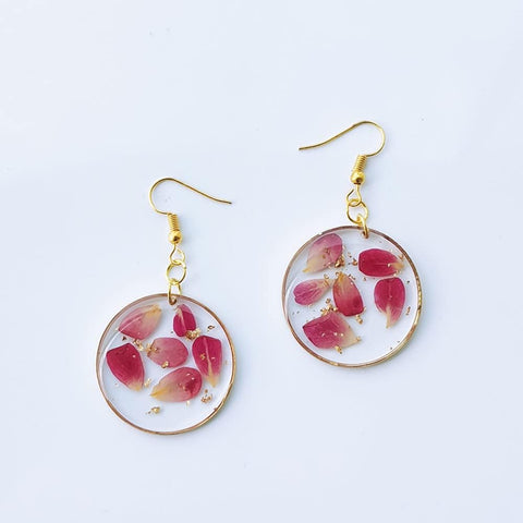 Timeless Rose Petal Resin Drop Earrings