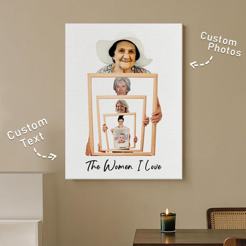 Custom Multi-Generation Family Photo Canvas Wall Art